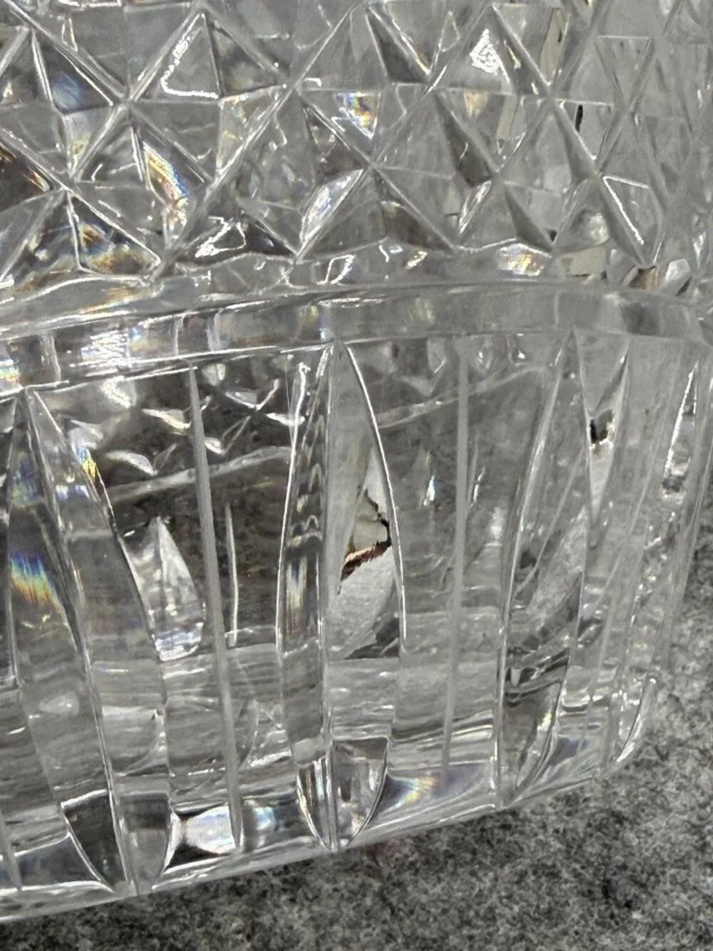 Vintage Ceska Lead Crystal Ice Bucket / Wine Chiller with Integrated Tab Handles